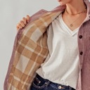  Relaxed Soft Corduroy Plaid Lined Shirt Jacket