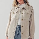  Sherpa Collared Corduroy Jacket with Quilted Lining