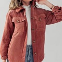 Rust Small Sherpa Collared Corduroy Jacket with Quilted Lining