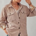  Relaxed Soft Corduroy Plaid Lined Shirt Jacket