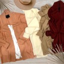  RIBBED EDGE TRIMMED LONG SLEEVE POCKETED  OPEN CARDIGAN