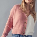  Color Block Cropped Cardigan