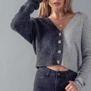  Color Block Cropped Cardigan