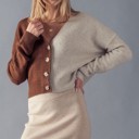  Color Block Cropped Cardigan