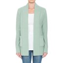 Sage Small RIBBED EDGE TRIMMED LONG SLEEVE POCKETED  OPEN CARDIGAN