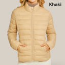 Khaki Small Ultra Lightweight Padded Thermal Zip Up Jacket