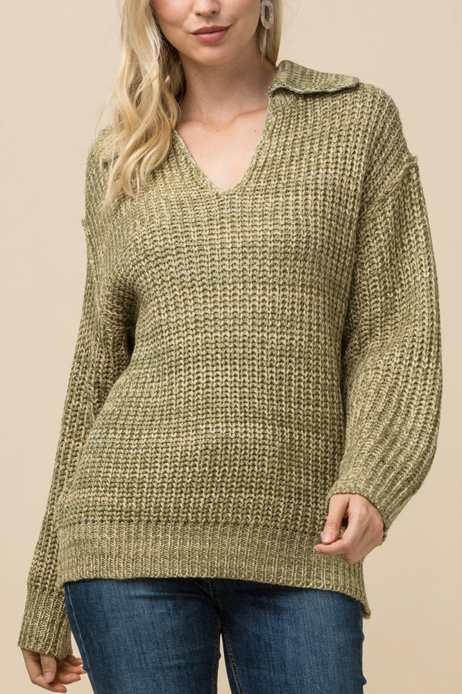 V-Neck Melange Sweater