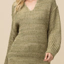 Olive Small V-Neck Melange Sweater