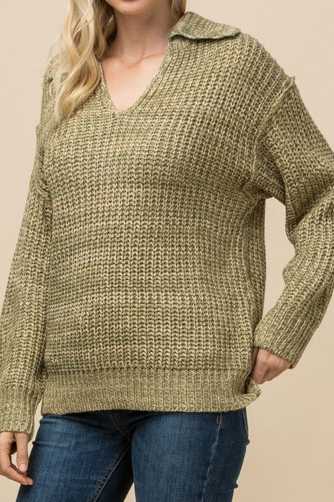 V-Neck Melange Sweater