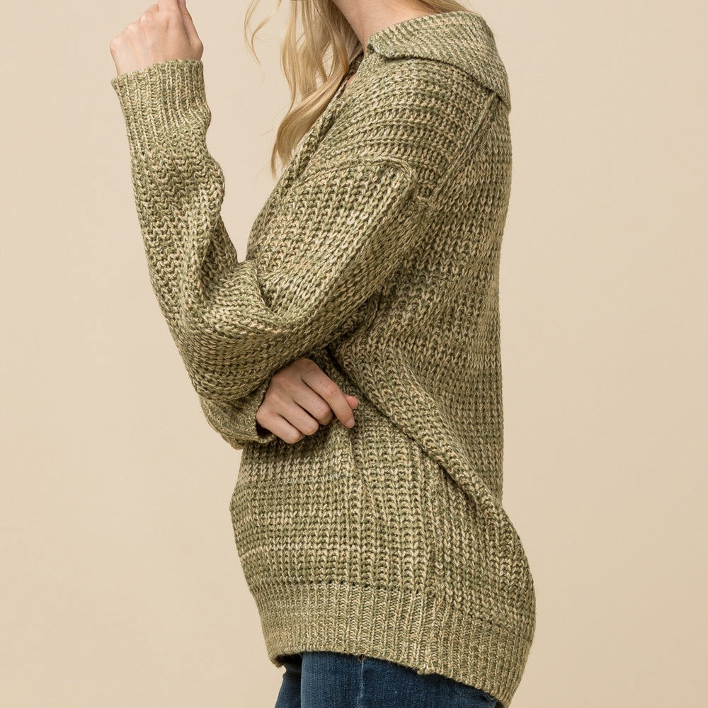 V-Neck Melange Sweater