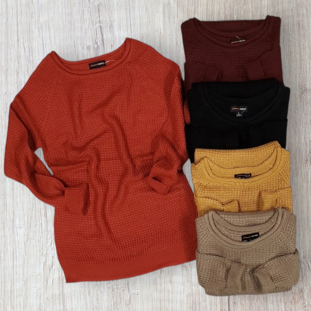 Waffled Long Sleeve Sweater