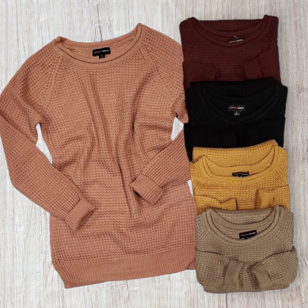 Waffled Long Sleeve Sweater