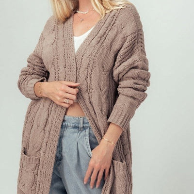 Chenille Cable Knit Ribbed Open Front Cardigan / 9 Colors