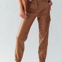  Faux Leather Cargo Jogger Pants