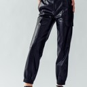  Faux Leather Cargo Jogger Pants