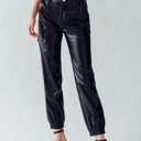  Faux Leather Cargo Jogger Pants