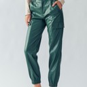  Faux Leather Cargo Jogger Pants