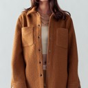  Wool Blend Felt Button-Down Jacket