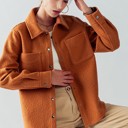  Wool Blend Felt Button-Down Jacket