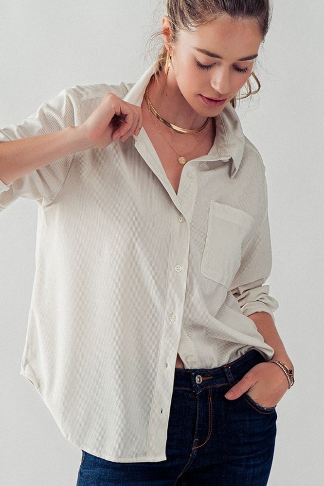 Corduroy Button-Down Long Sleeve Shirt