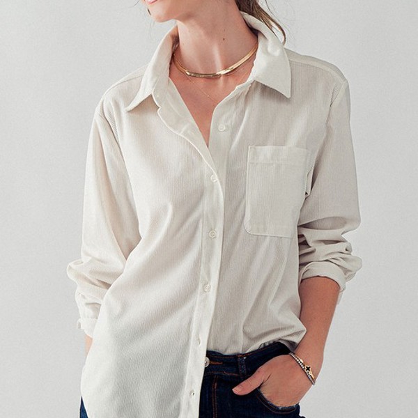 Corduroy Button-Down Long Sleeve Shirt