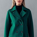 Green Small Wool Double Breasted Coat Jacket