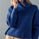 Azure Small Turtle Neck Rib Knit Sweater