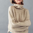  Turtle Neck Rib Knit Sweater