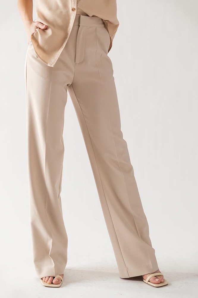 Elegant Ease Wide-Leg Slacks with Front Pleats