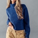  Turtle Neck Rib Knit Sweater