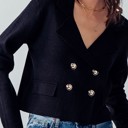  Double Breasted Crop Sweater Blazer