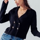  Double Breasted Crop Sweater Blazer