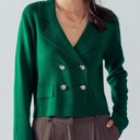  Double Breasted Crop Sweater Blazer