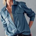 Blue Stone Small Faux Leather Snap Button Shirt