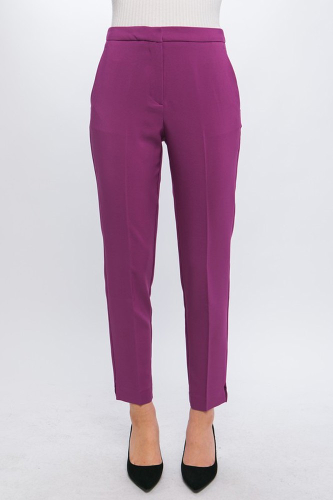 Solid Straight Leg Trouser Pants / S-XL