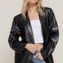  Faux Leather Blazer