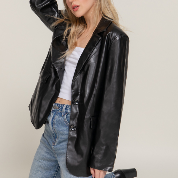 Faux Leather Blazer