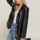  Faux Leather Blazer