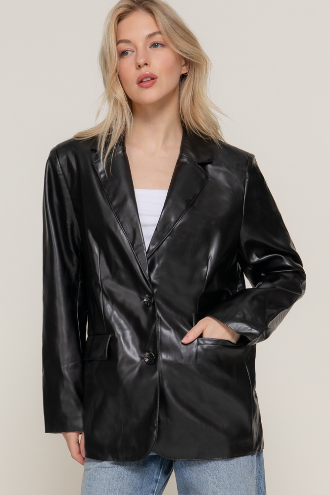 Faux Leather Blazer