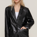  Faux Leather Blazer