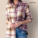  Plaid Contrast Print Button Down Shirt