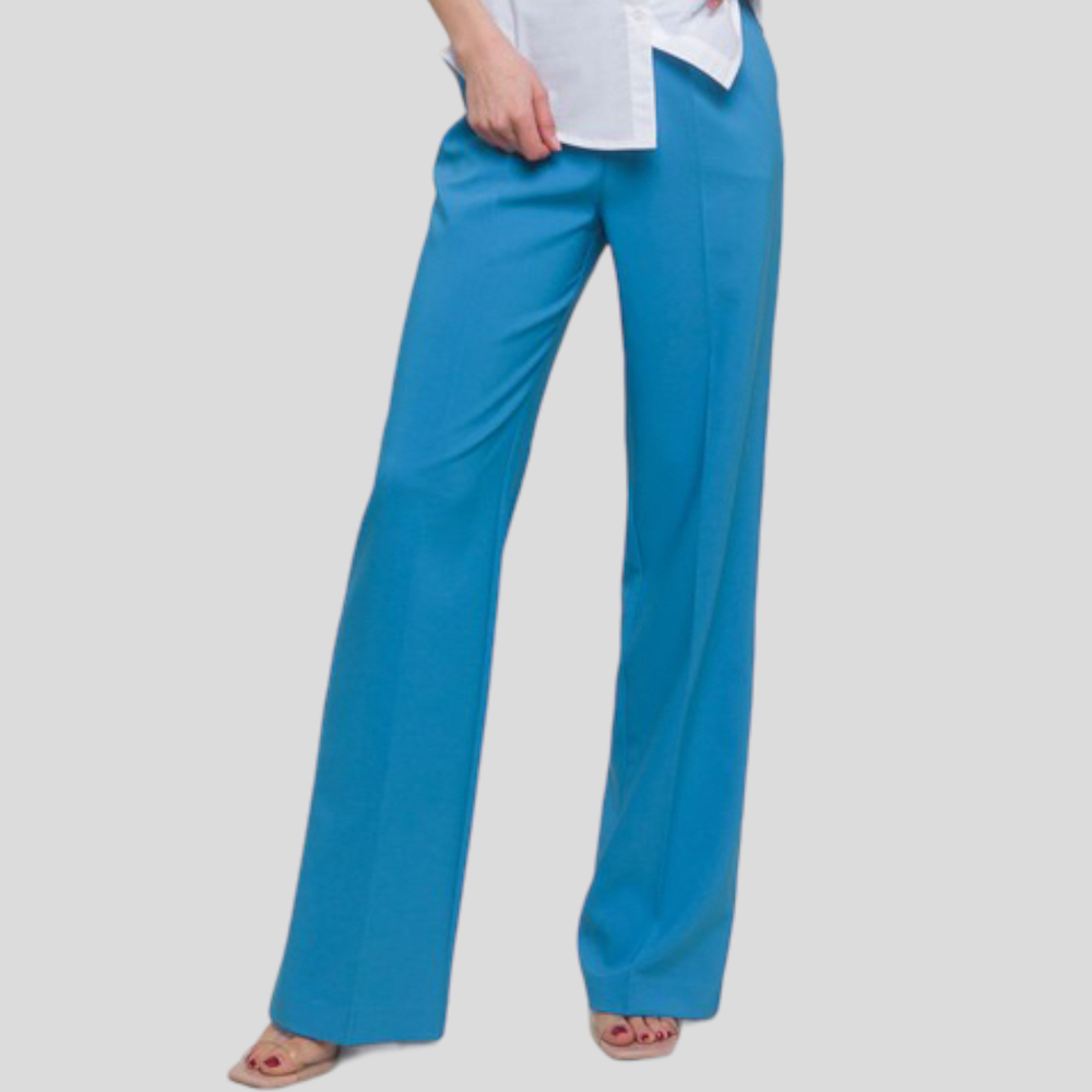 Elegant Ease Wide-Leg Slacks with Front Pleats