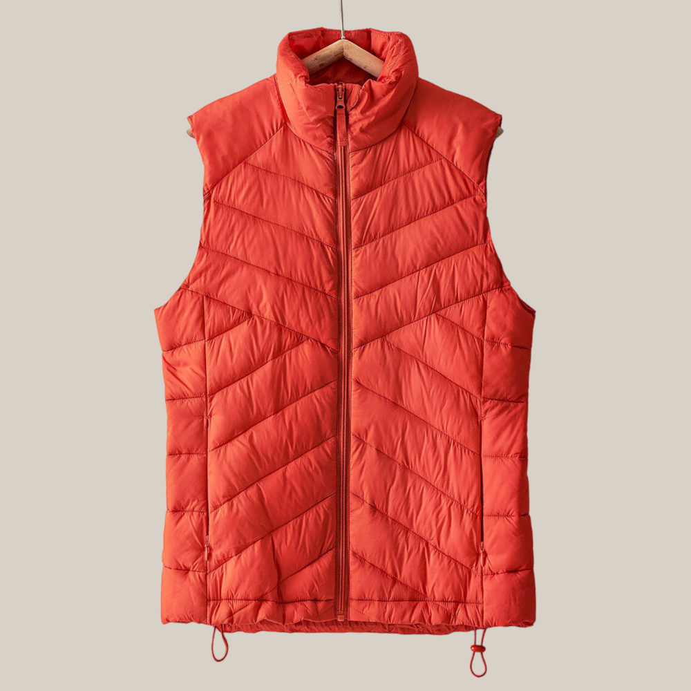 Chevron Quilt Puff Vest with Storage Pouch