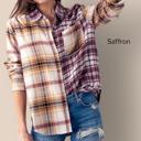  Plaid Contrast Print Button Down Shirt