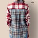  Plaid Contrast Print Button Down Shirt