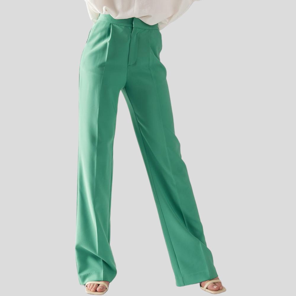 Elegant Ease Wide-Leg Slacks with Front Pleats