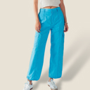 Blue Small Nylon Parachute Cargo Pants