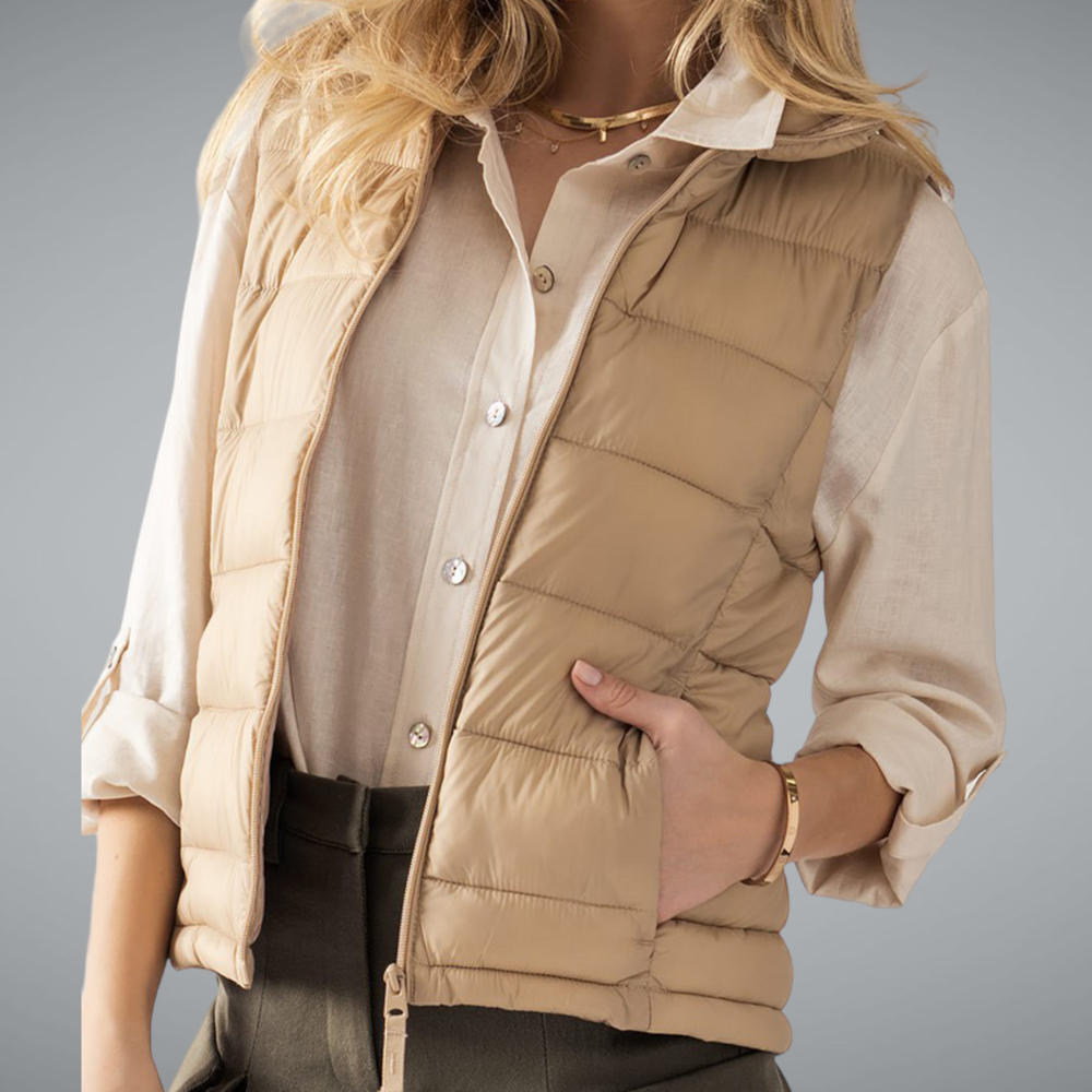 Stand Collar  Puff Vest with Storage Pouch