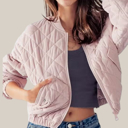 Pink Small Diamond Quilted Bomber Jacket