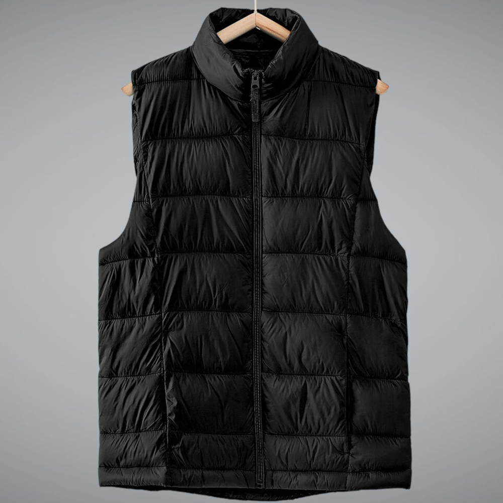 Stand Collar  Puff Vest with Storage Pouch